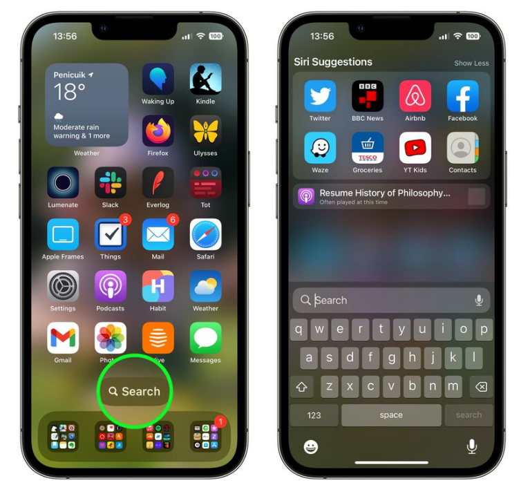 洛龙苹果手机维修分享升级到 iOS 16 后，如何删除主屏幕上的搜索按钮 